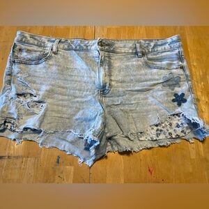 American Eagle Next Level Stretch Floral Embroidered Denim Shorts